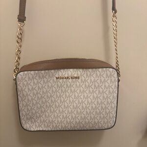 Michael Kors Tan and Cream Crossbody Bag